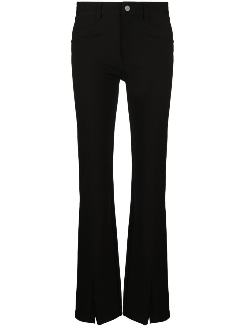 Black Slit Hem Flared Trousers