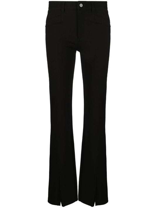 Black Slit Hem Flared Trousers