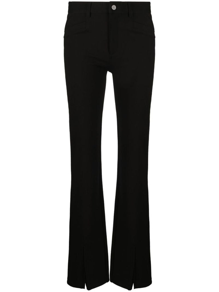 Black Slit Hem Flared Trousers