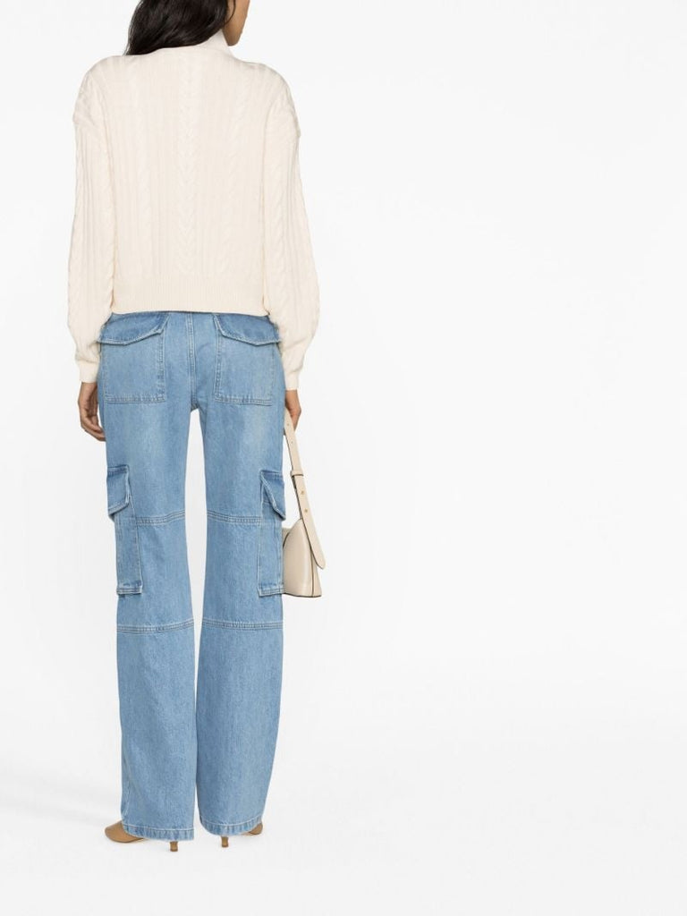Neutral Maylene Cable-knit Sweater