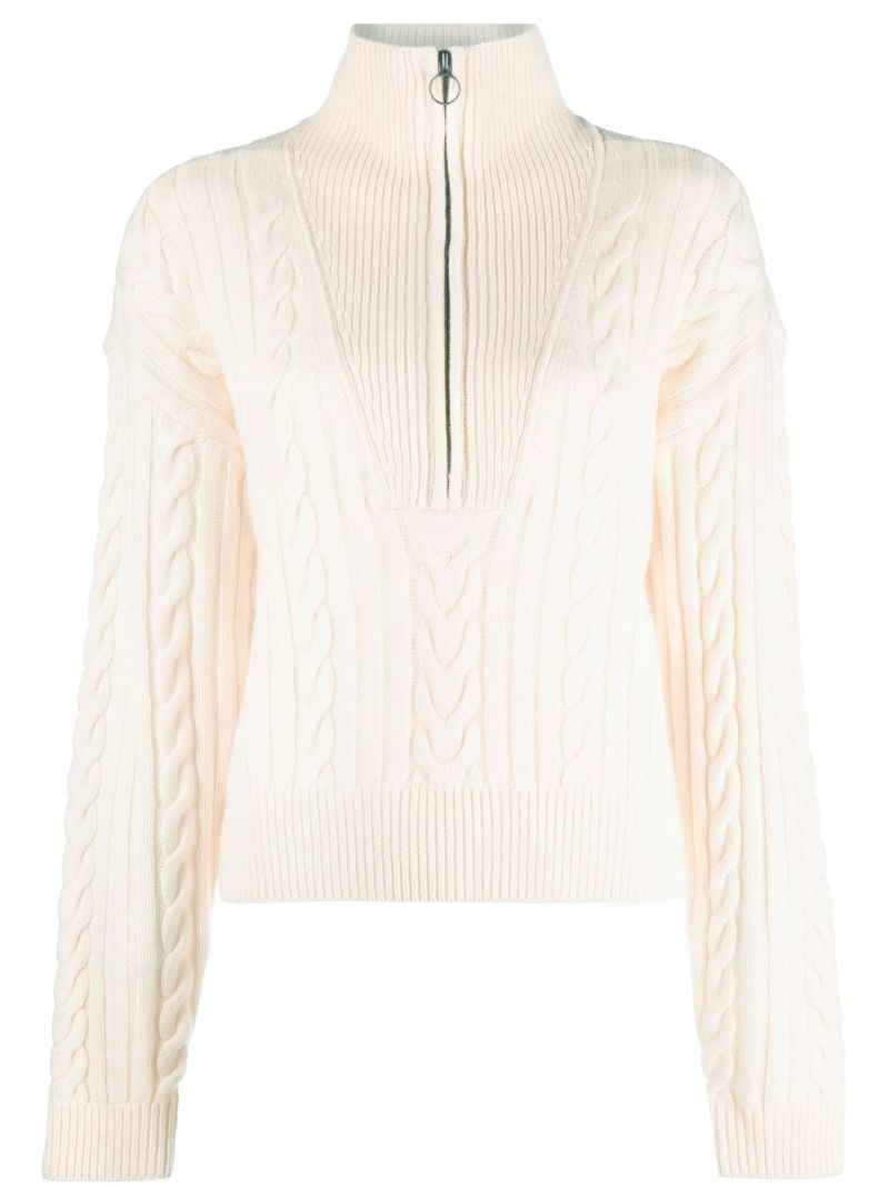Neutral Maylene Cable-knit Sweater