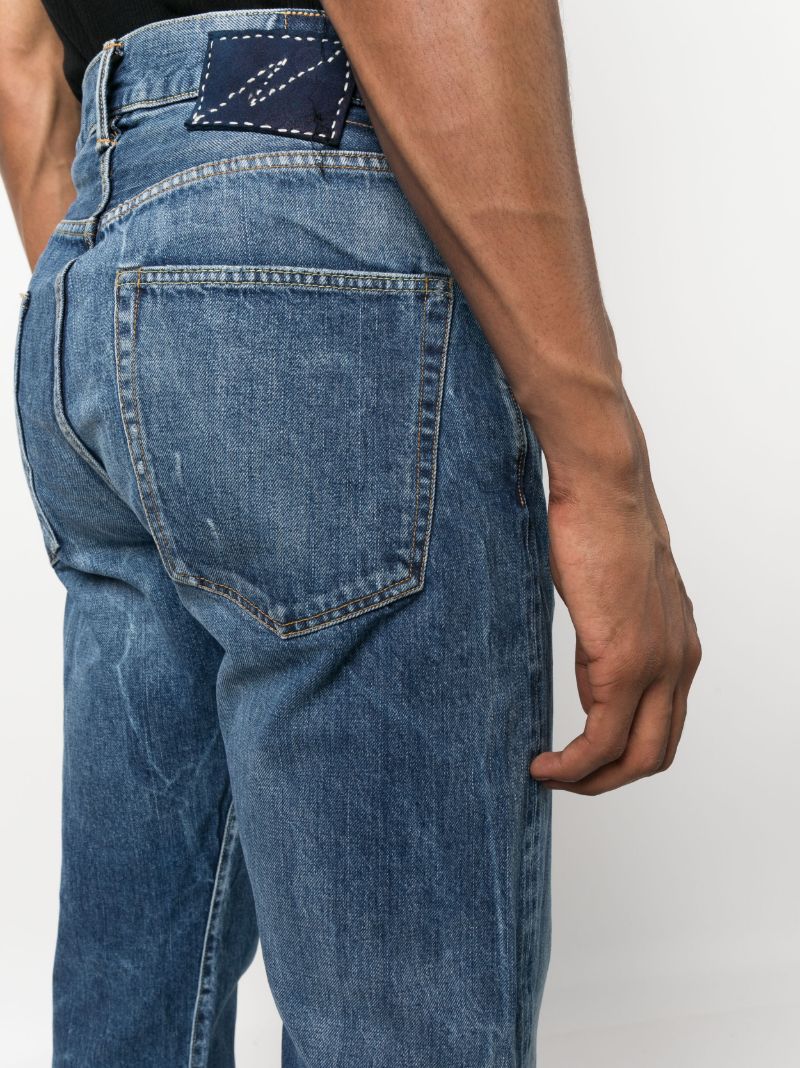 Blue Mid Rise Straight-leg Jeans