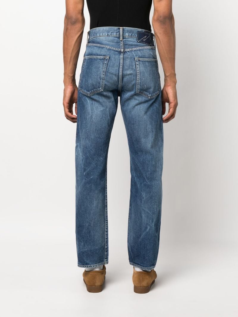 Blue Mid Rise Straight-leg Jeans