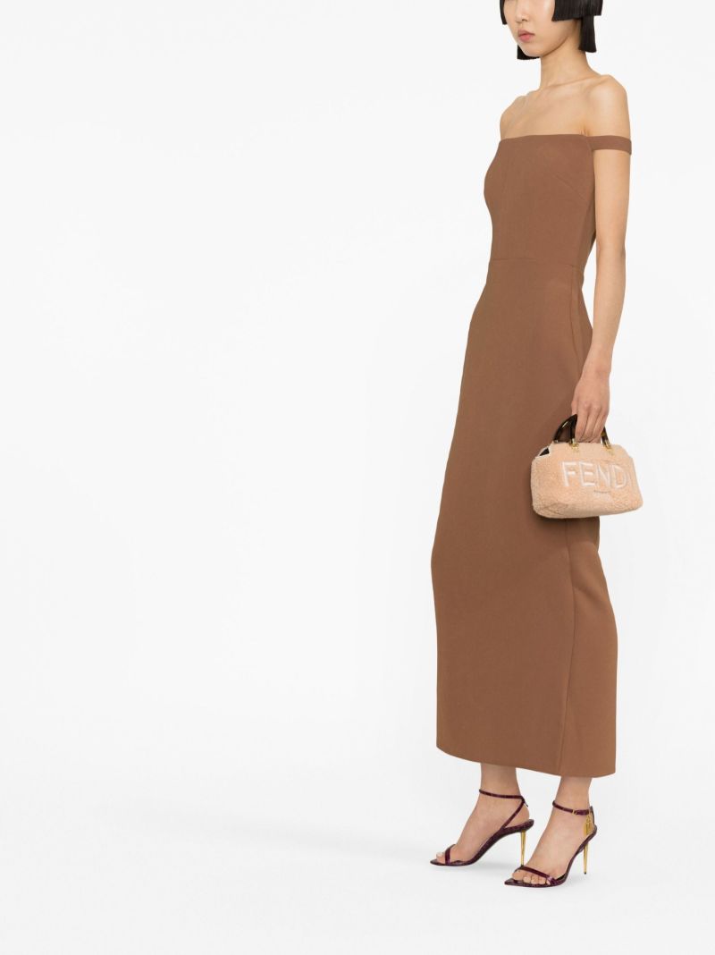 Brown Tierny Off-the-shoulder Midi Dress