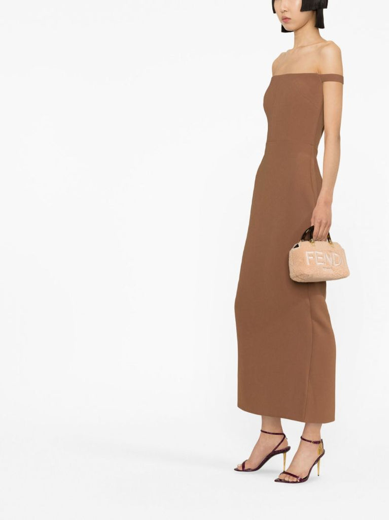Brown Tierny Off-the-shoulder Midi Dress