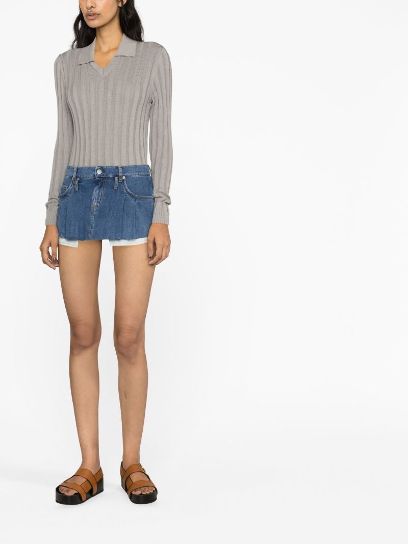 Blue Lennon Pleated Denim Mini Skirt