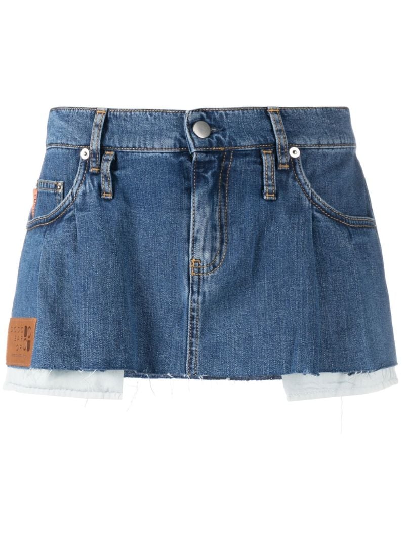 Blue Lennon Pleated Denim Mini Skirt