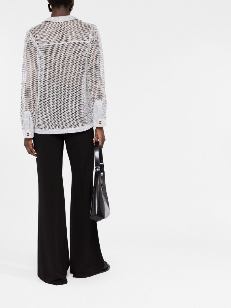 Silver Open-knit Polo Top