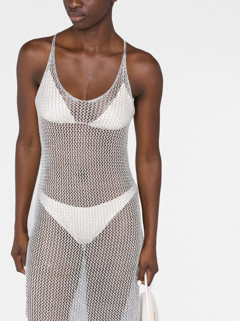Silver Open Knit Beach Dress