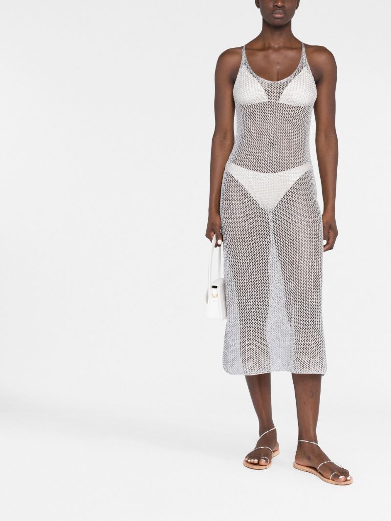 Silver Open Knit Beach Dress