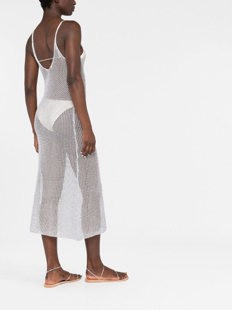 Silver Open Knit Beach Dress