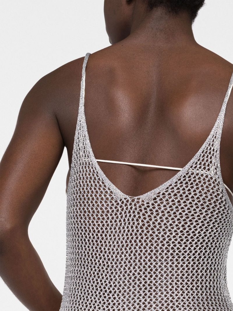 Silver Open Knit Beach Dress