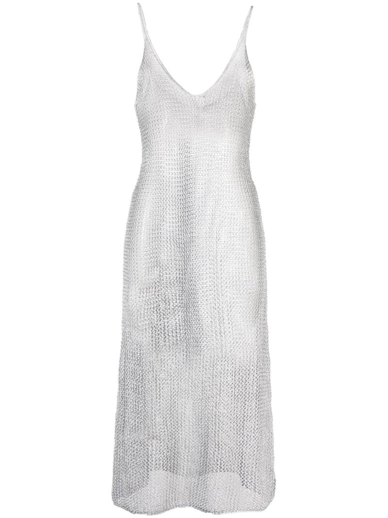 Silver Open Knit Beach Dress