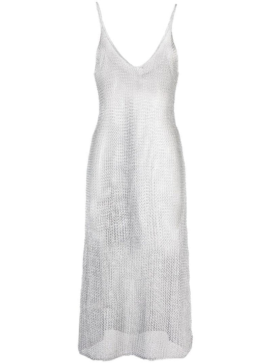 Silver Open Knit Beach Dress