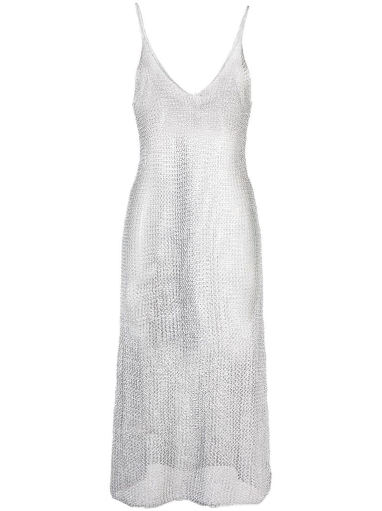 Silver Open Knit Beach Dress
