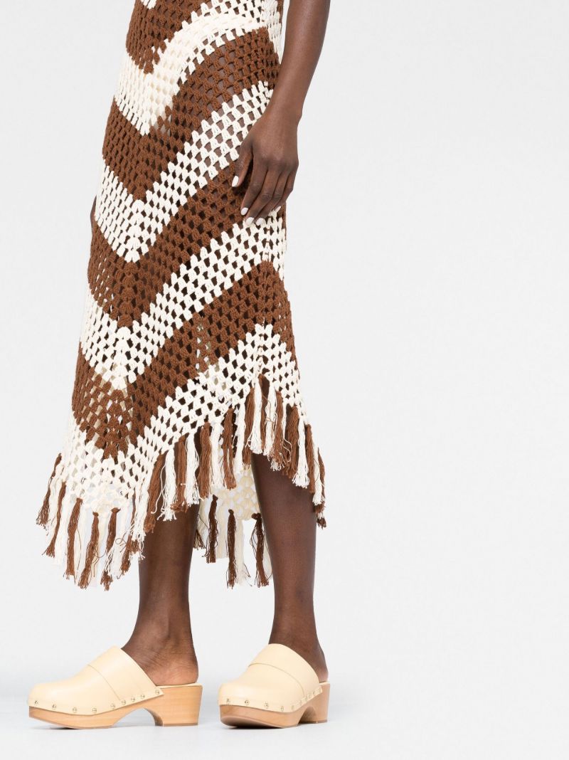 Brown Chevron Crochet Midi Dress