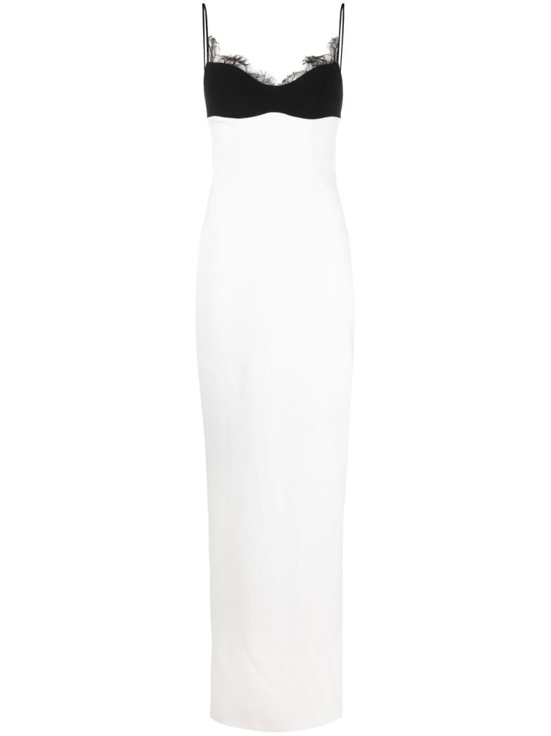 White Lace Trim Pencil Maxi Dress
