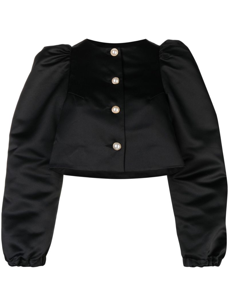 Black Mystery Puff Cropped Jacket