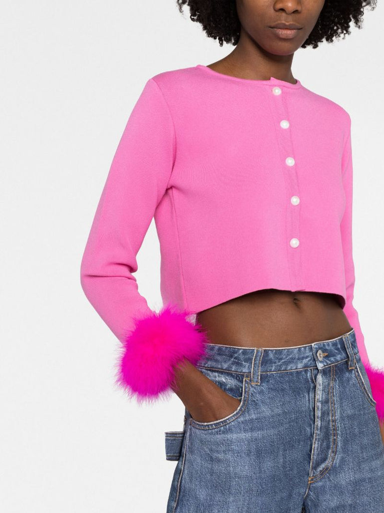 Pink Ostrich Feather Cardigan