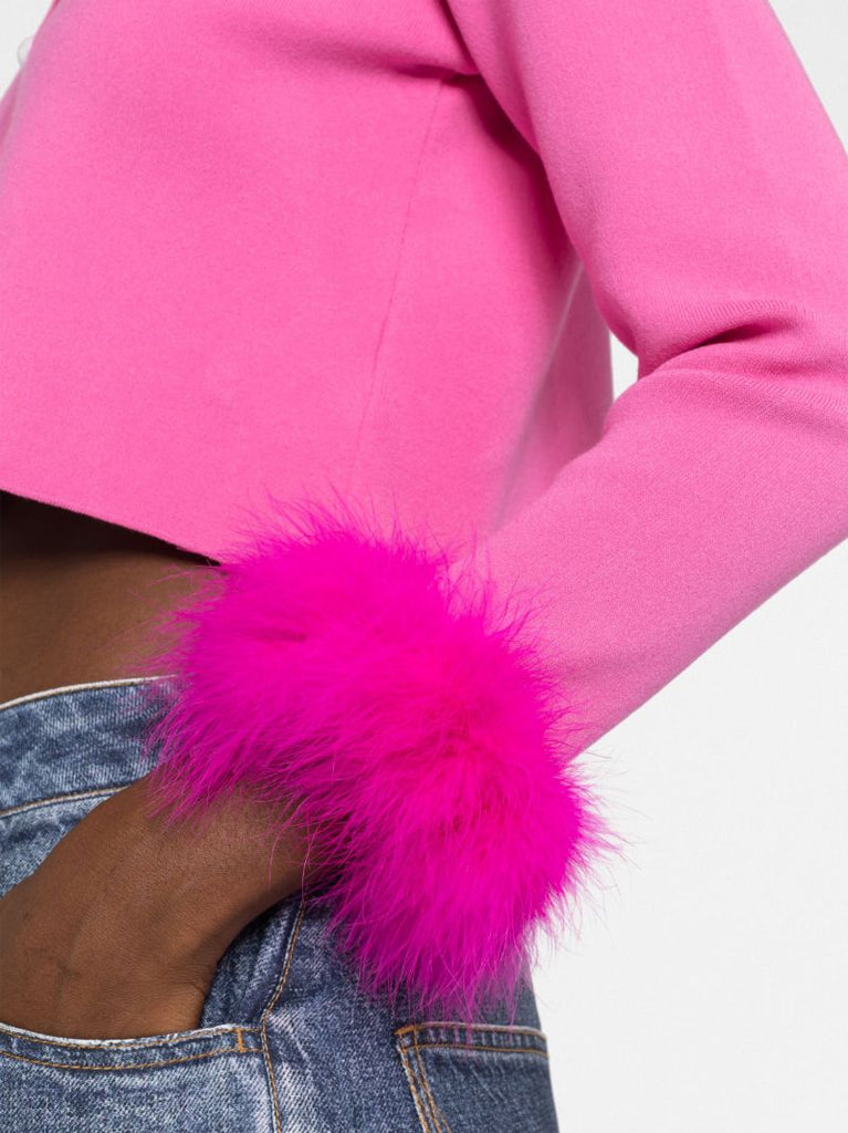 Pink Ostrich Feather Cardigan