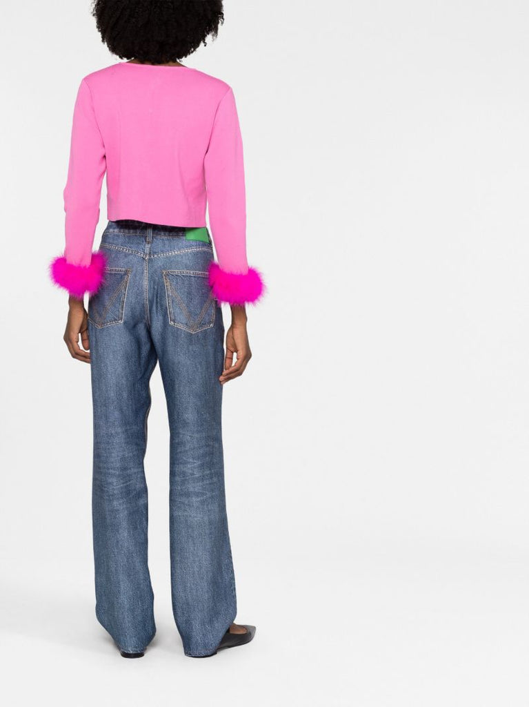 Pink Ostrich Feather Cardigan