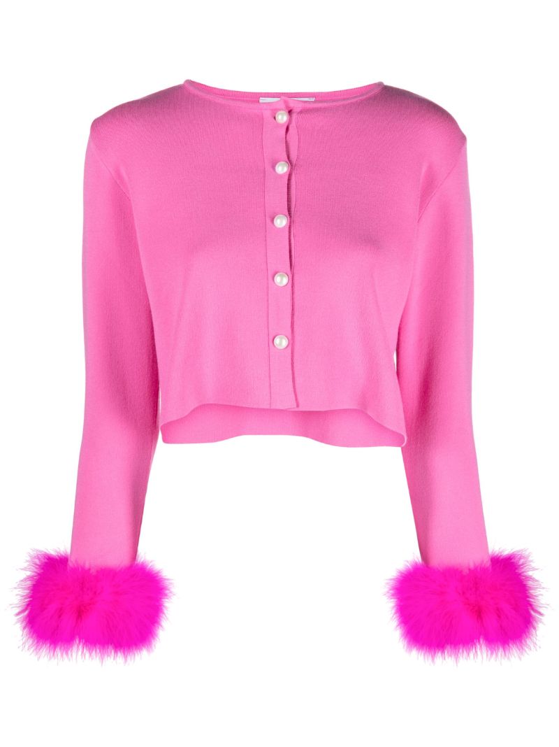 Pink Ostrich Feather Cardigan