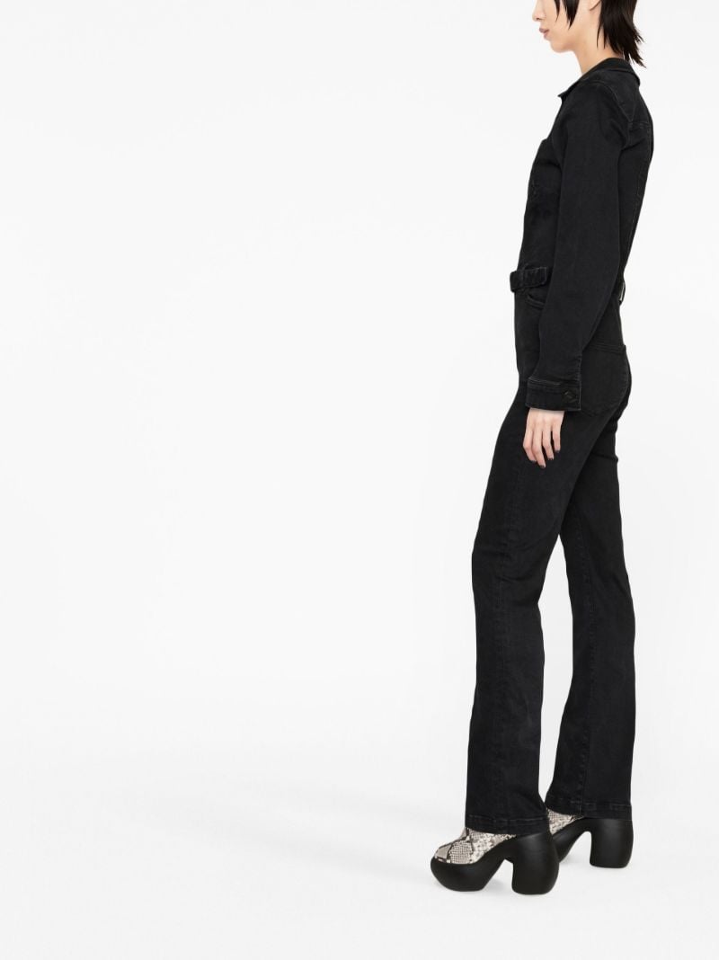 Black Belted Denim Jumpsuit