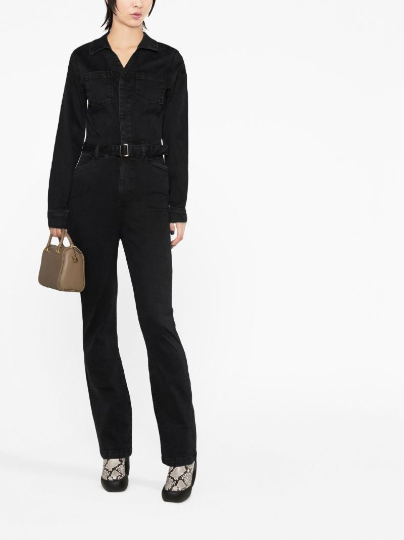 Black Belted Denim Jumpsuit
