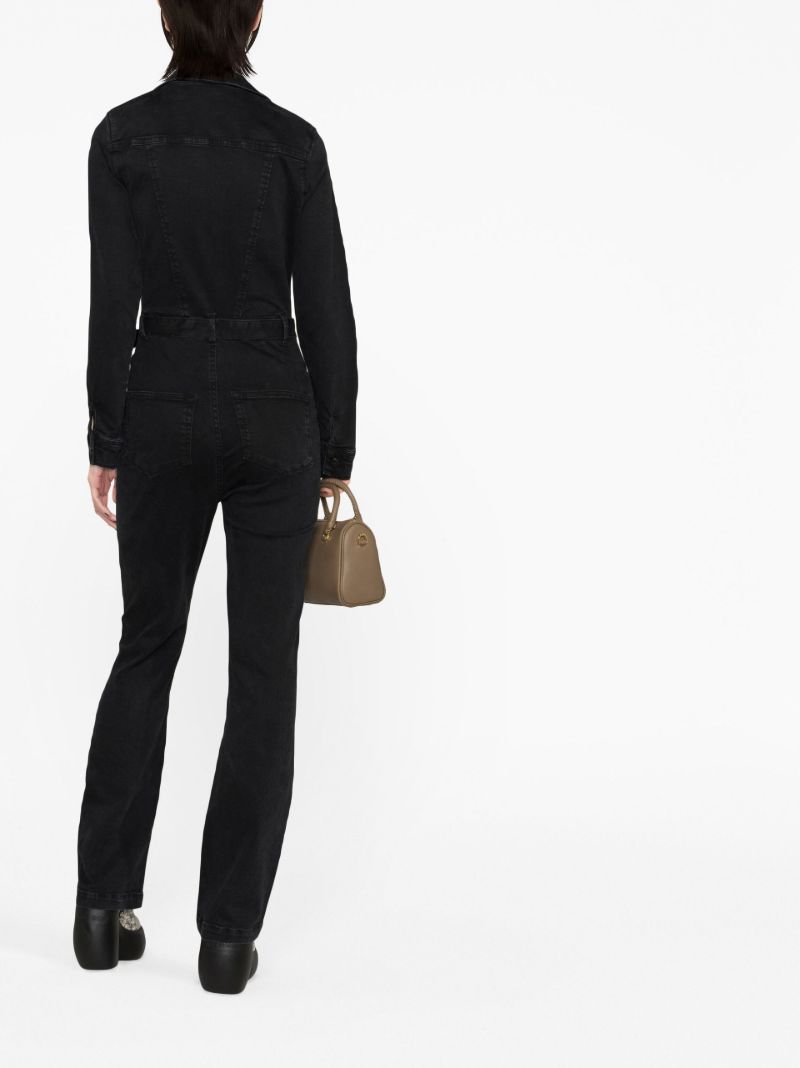 Black Belted Denim Jumpsuit