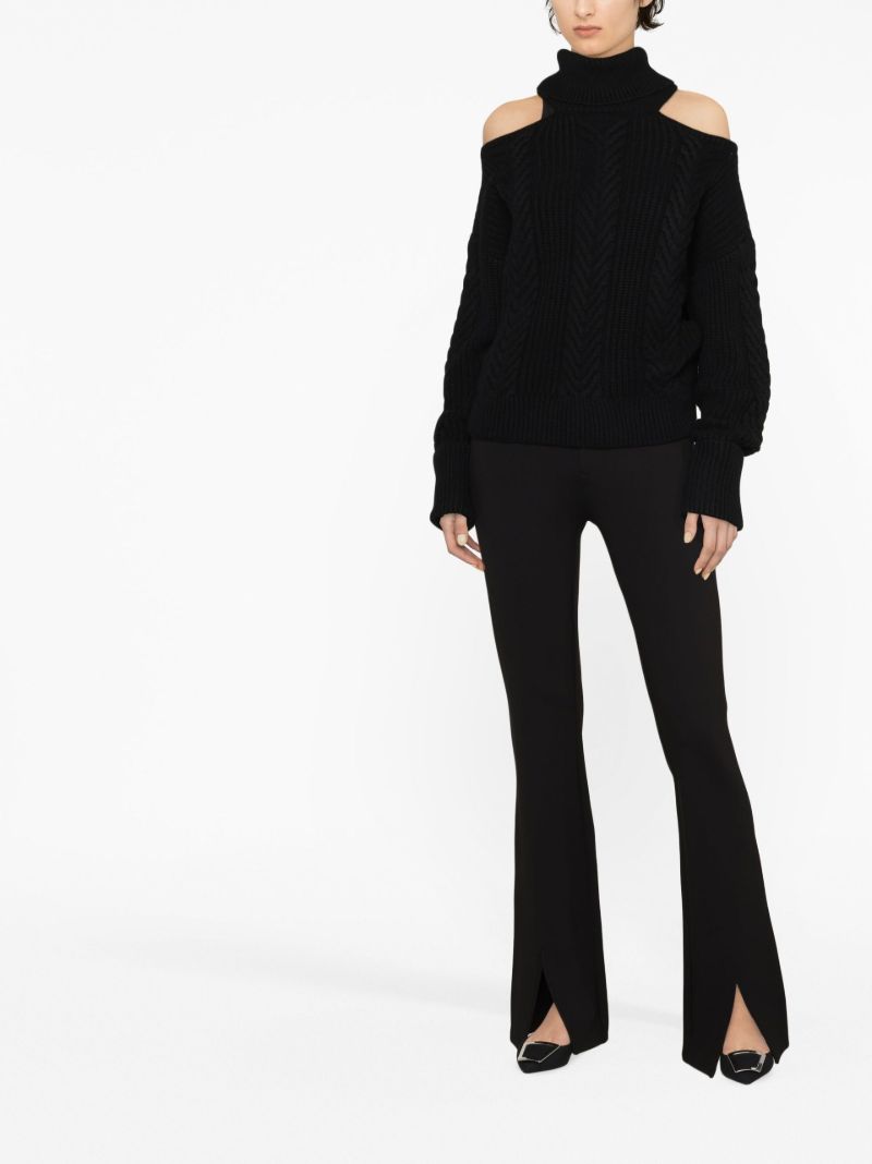 Black Cold-shoulder Knitted Sweater