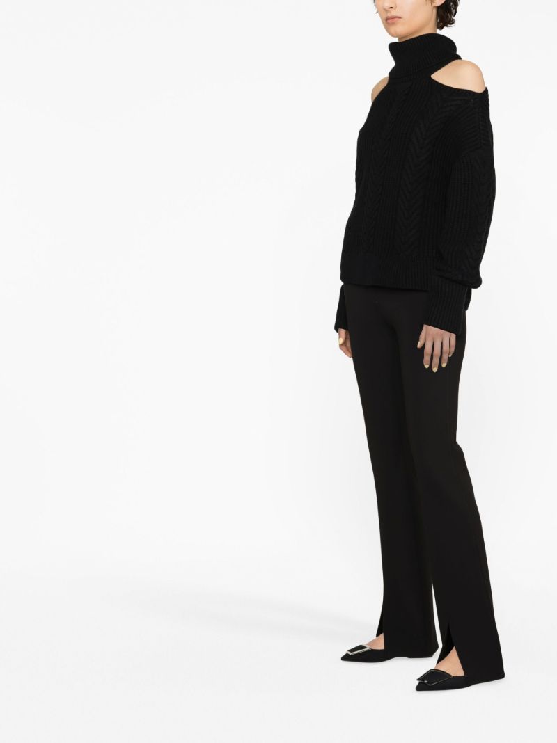 Black Cold-shoulder Knitted Sweater
