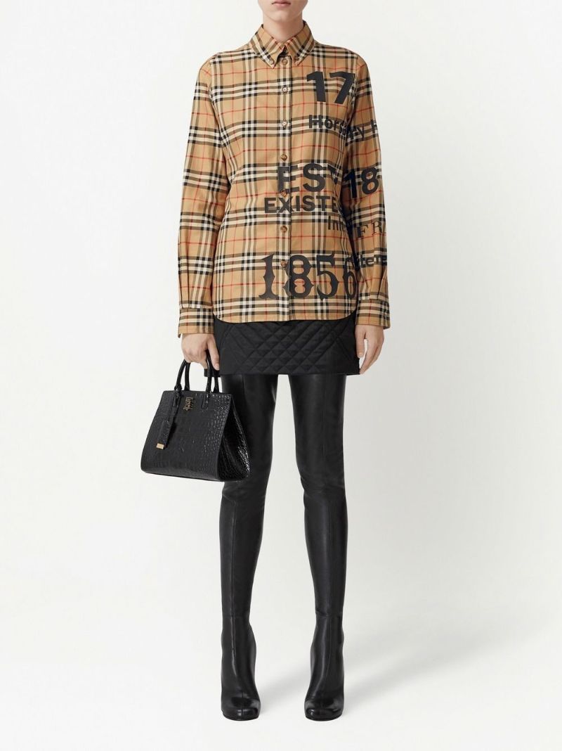 Neutral Horseferry Print Check Shirt