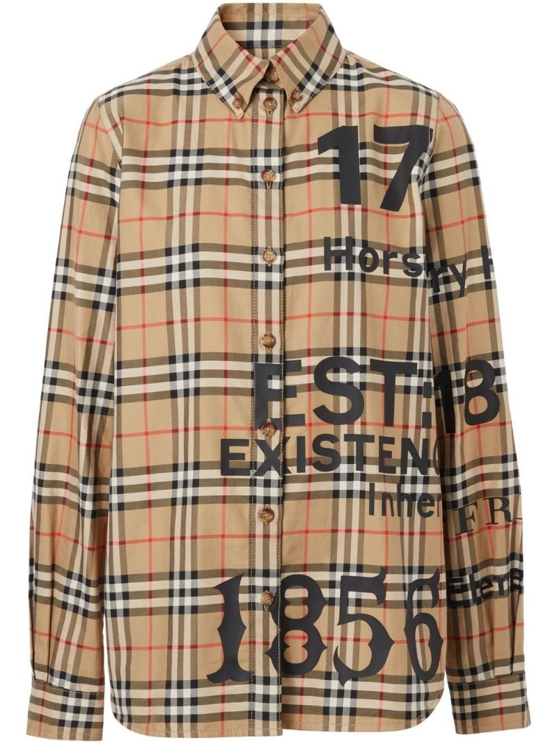 Neutral Horseferry Print Check Shirt