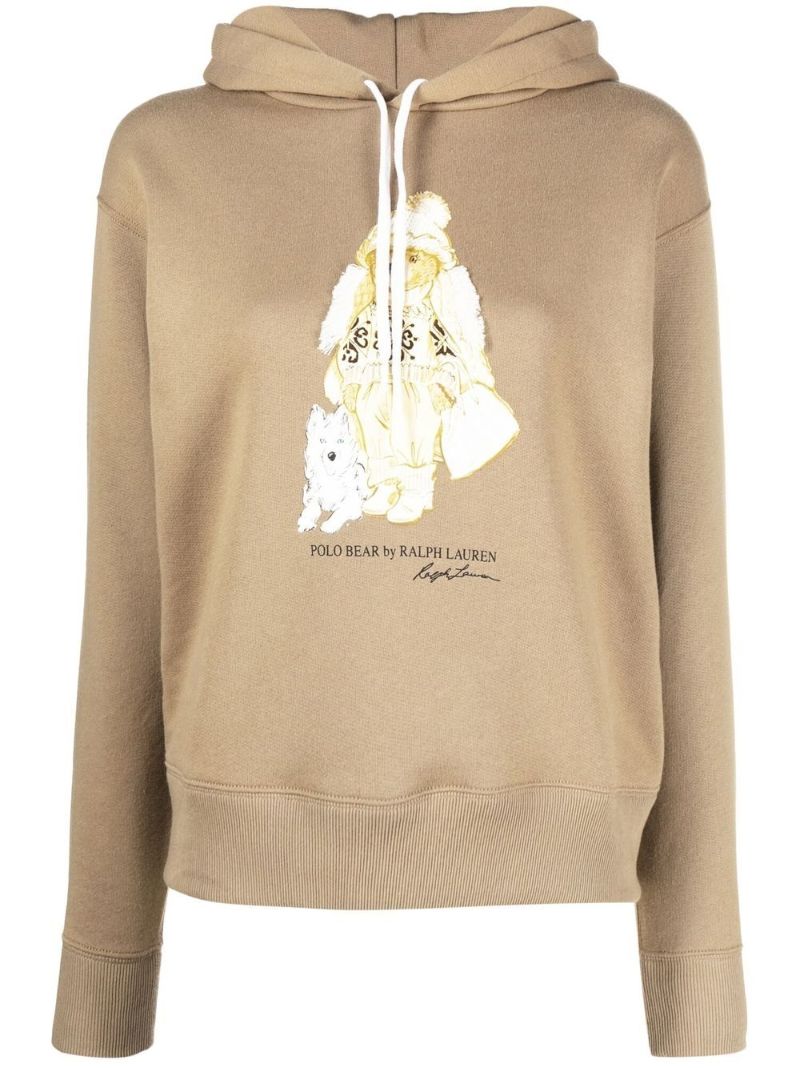 Neutral Polo Bear Print Hoodie
