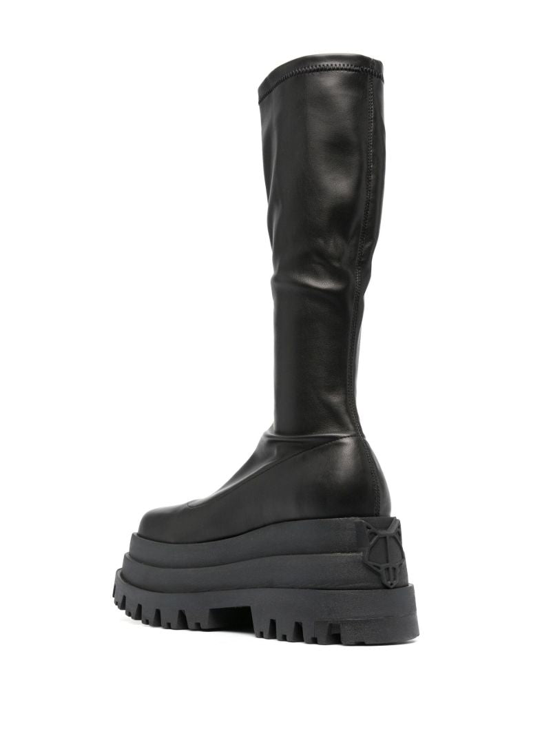 Black Sin 90 Faux Leather Platform Boots