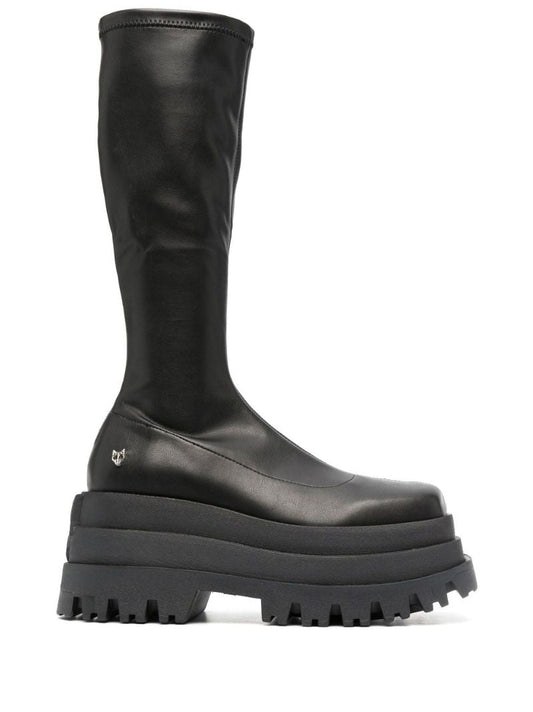 Black Sin 90 Faux Leather Platform Boots