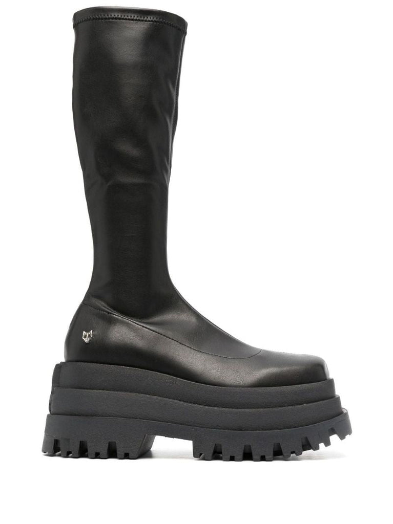 Black Sin 90 Faux Leather Platform Boots