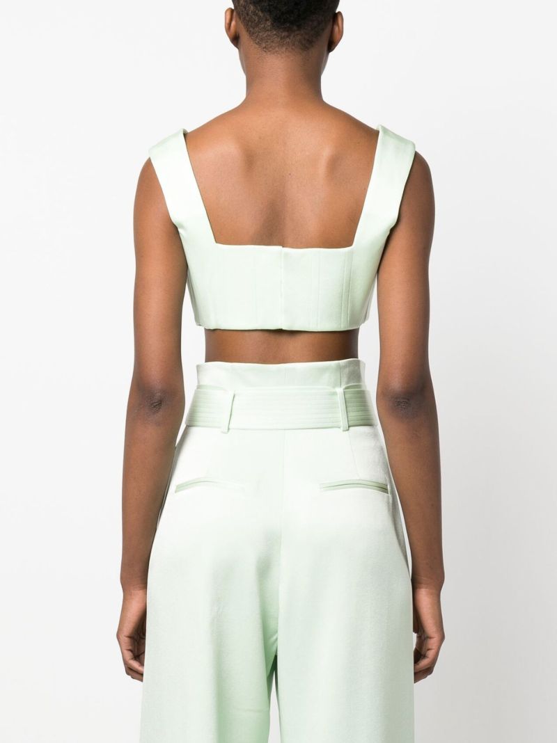 Green Aro Cropped Corset Top