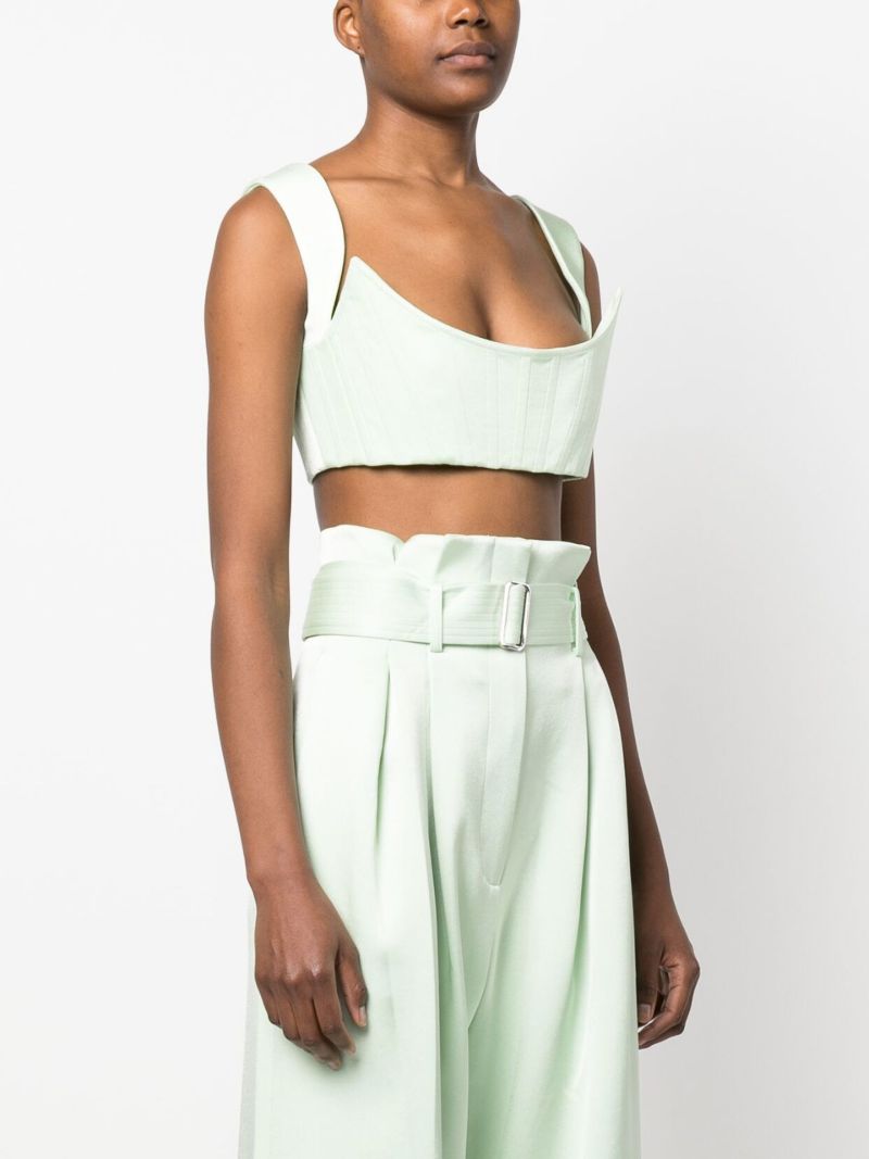 Green Aro Cropped Corset Top