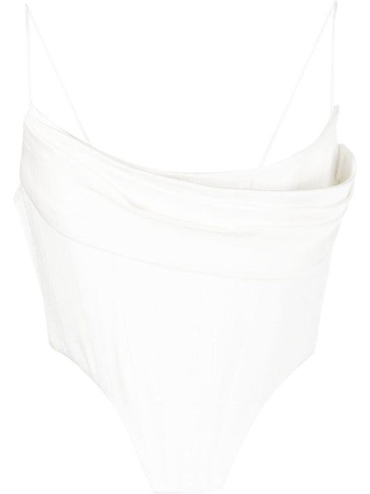 White Draped Crop Top