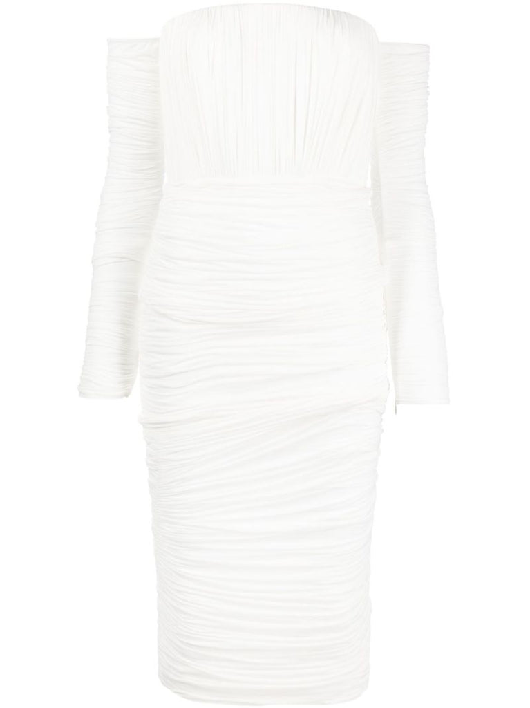 White Sterling Off-the-shoulder Ruched Dress