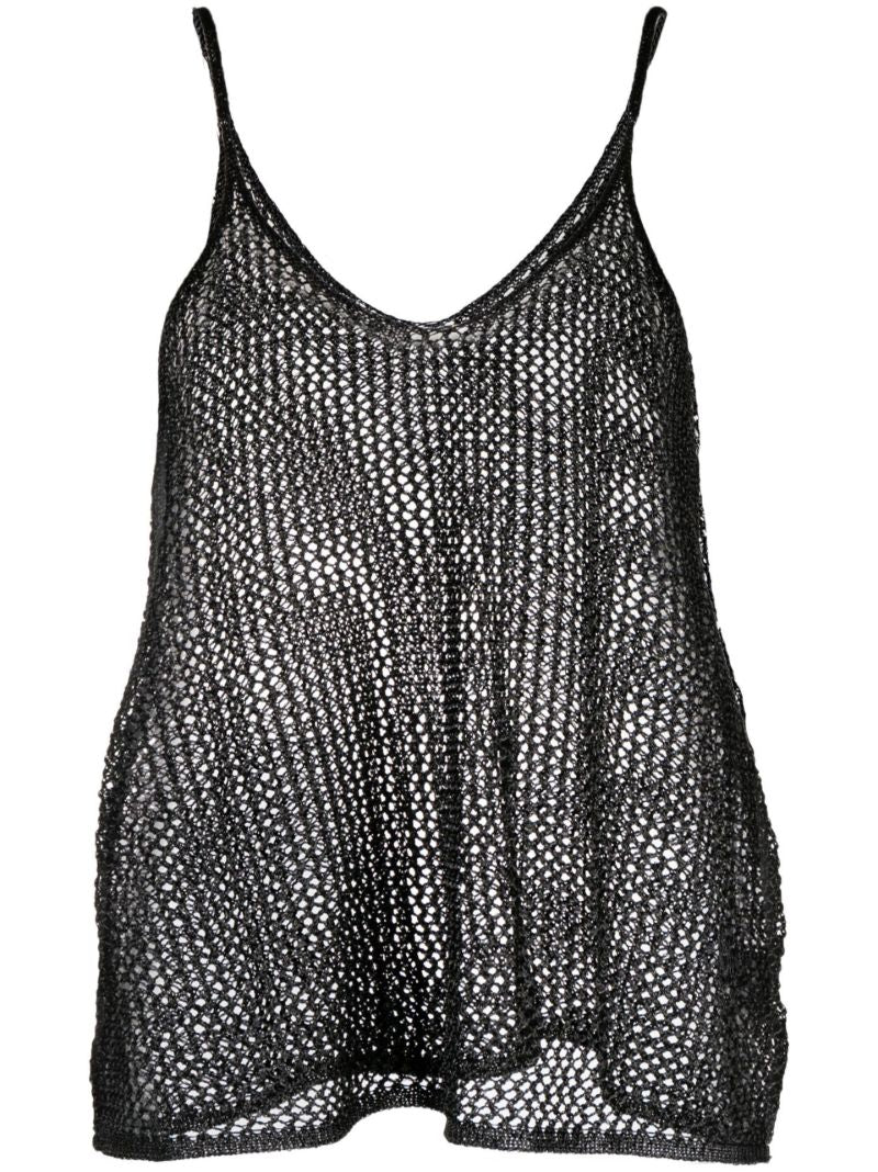 Black Miles Open-knit Sleeveless Top