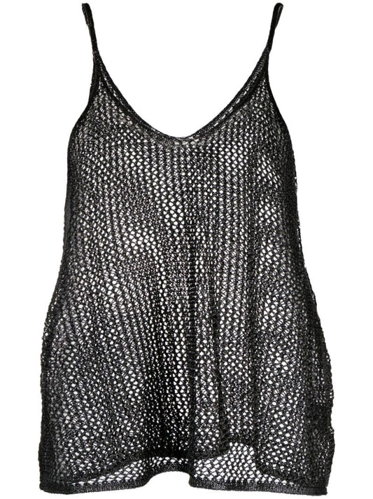 Black Miles Open-knit Sleeveless Top