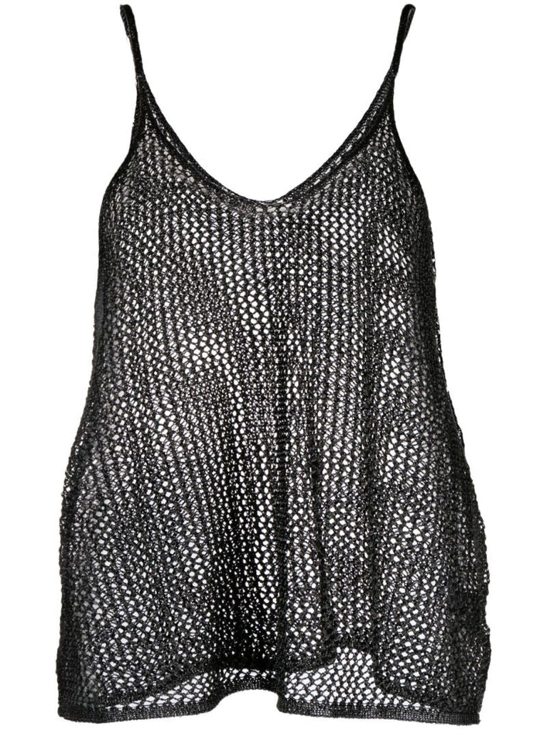 Black Miles Open-knit Sleeveless Top