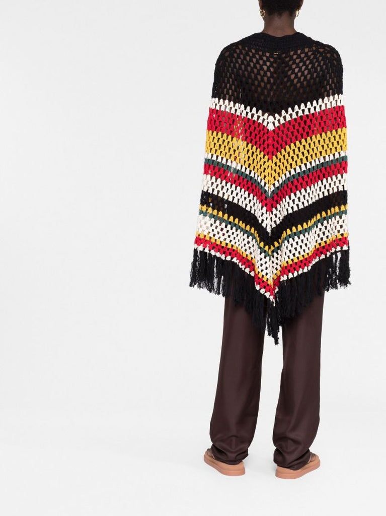 Black Chevron Stripe Crochet Cape