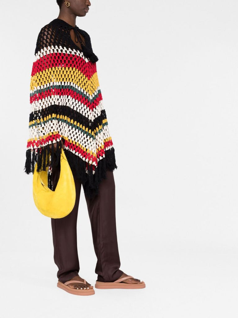 Black Chevron Stripe Crochet Cape