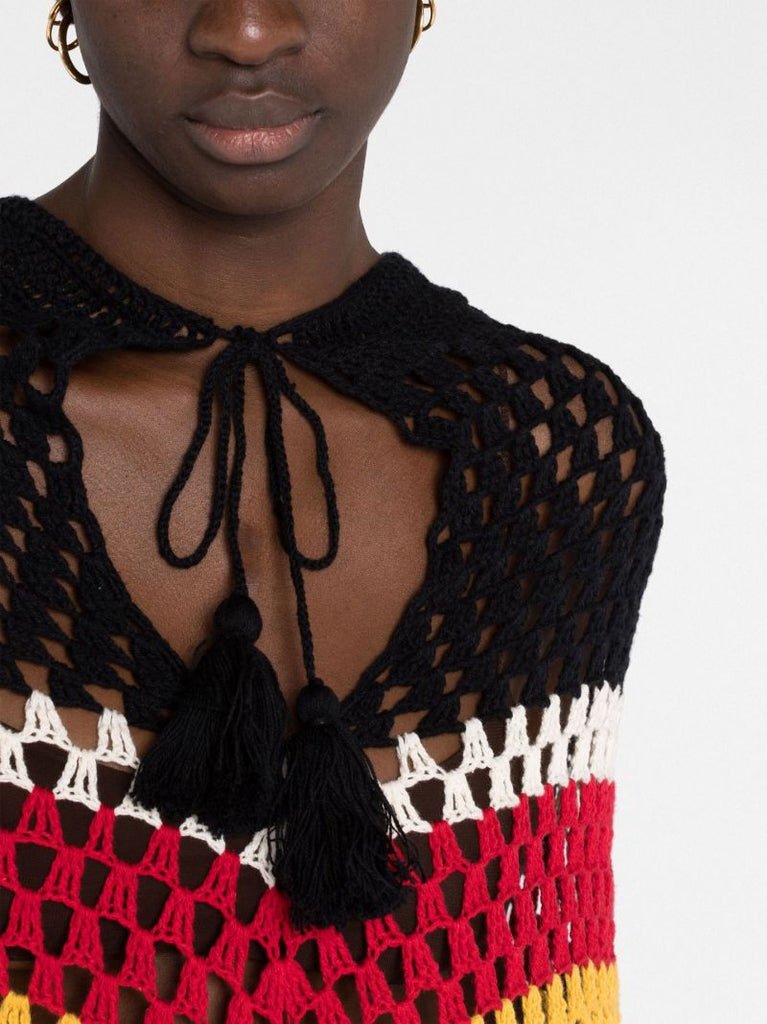 Black Chevron Stripe Crochet Cape