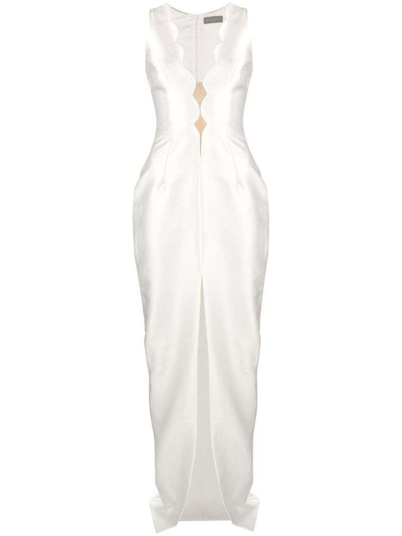 White Scallop-edge Satin Gown