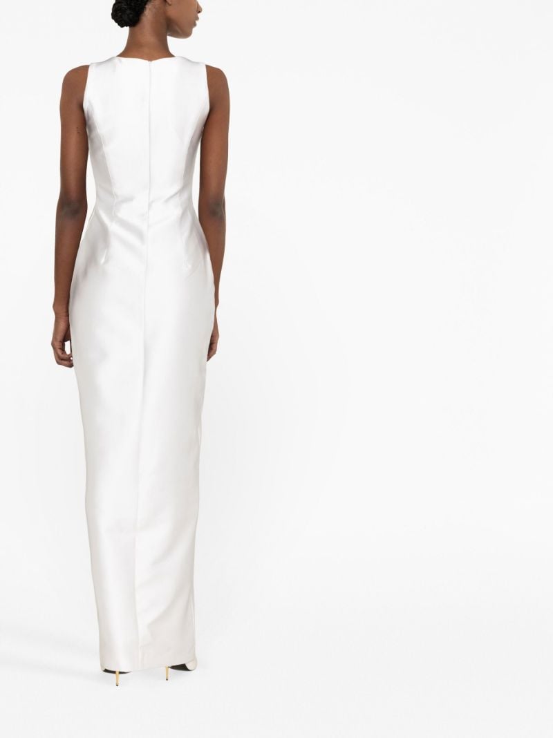 White Scallop-edge Satin Gown