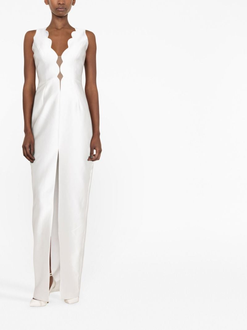 White Scallop-edge Satin Gown